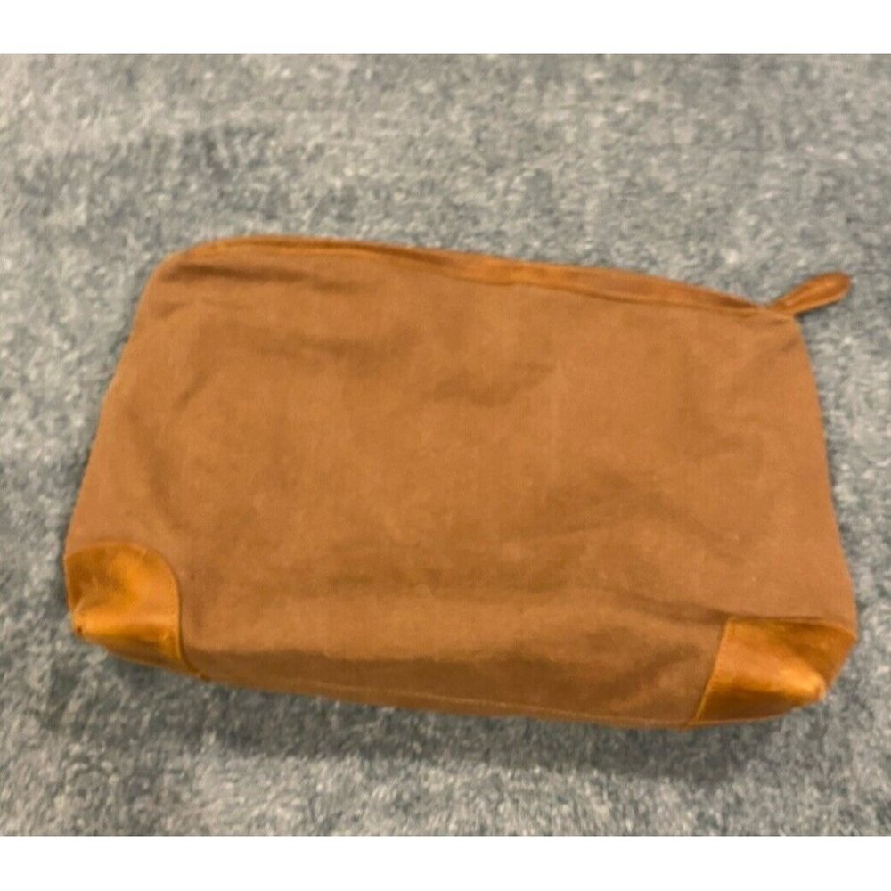 S-ZONE Canvas/Cowhide Leather Organizer Large Toiletry Travel Pouch Clutch Purse - Picture 7 of 9